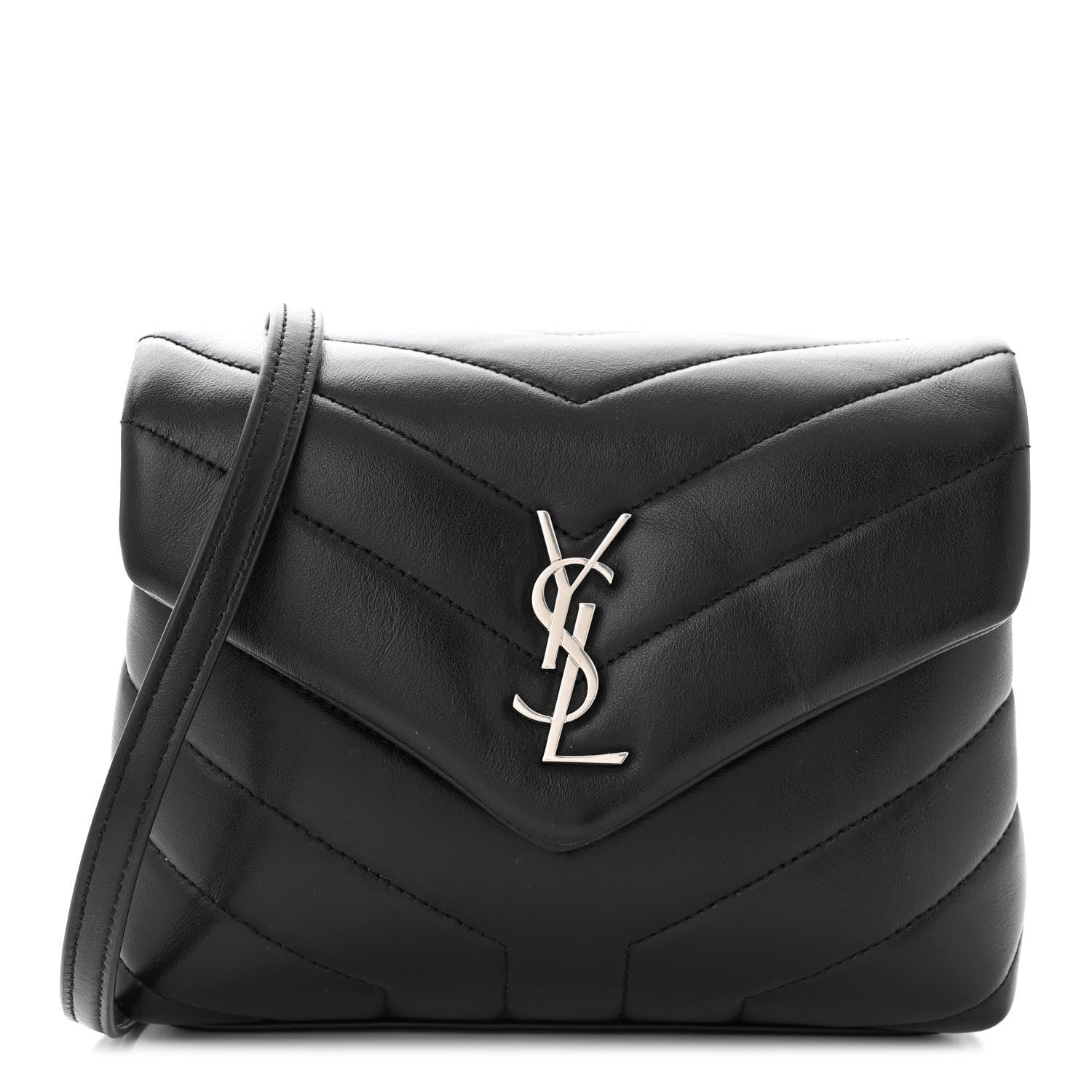Saint Laurent Calfskin Y Quilted Monogram Toy Loulou Crossbody Bag Black 1 of 11