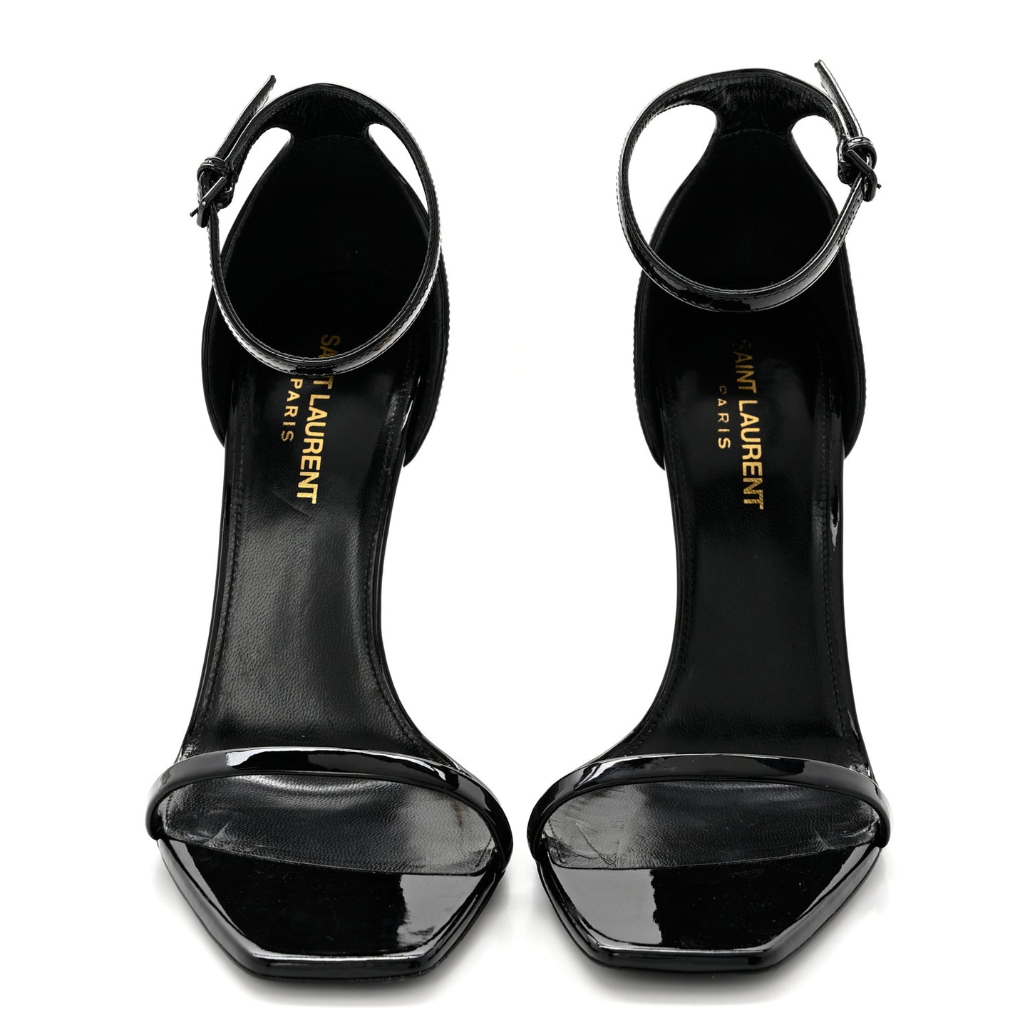 Patent Calfskin Opyum 110 Sandals 38.5 Black Gold
