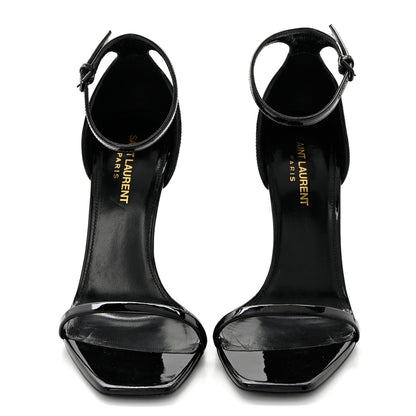 Saint Laurent Patent Calfskin Opyum 110 Sandals 38.5 Black Gold 2 of 8