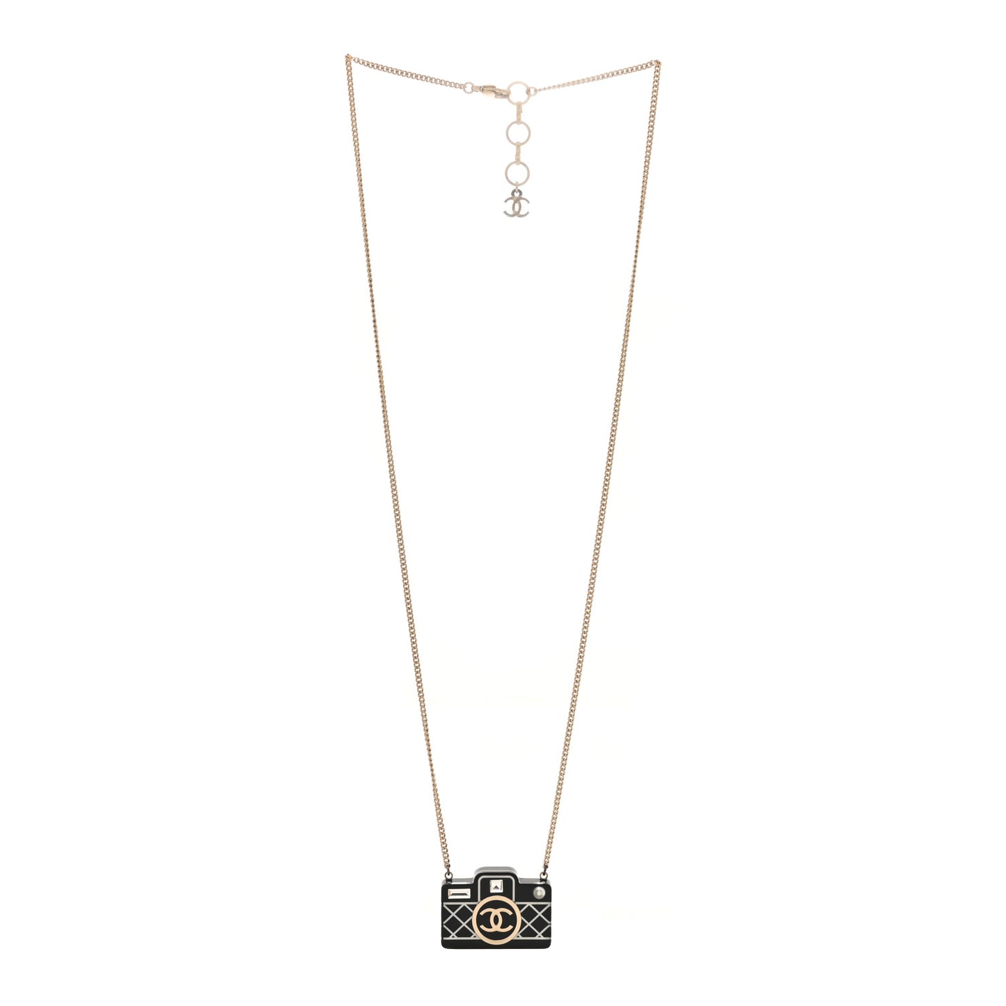 Resin Camera CC Necklace Black Gold