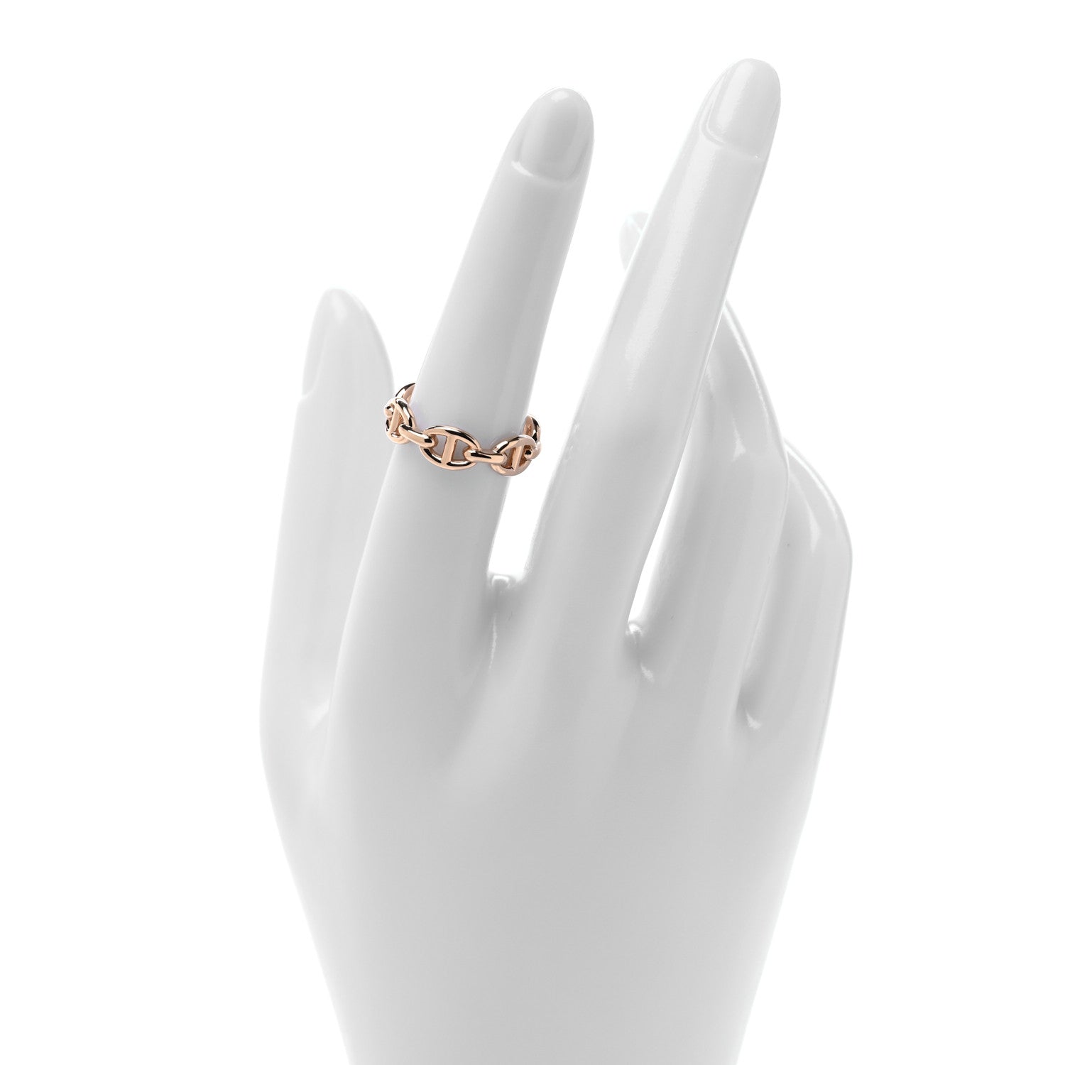 Hermes 18K Rose Gold PM Chaine d'Ancre Enchainee Ring 53 6.5 2 of 5