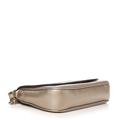Gucci Metallic Pebbled Calfskin Medium Soho Flap Crossbody Golden Beige 3 of 9