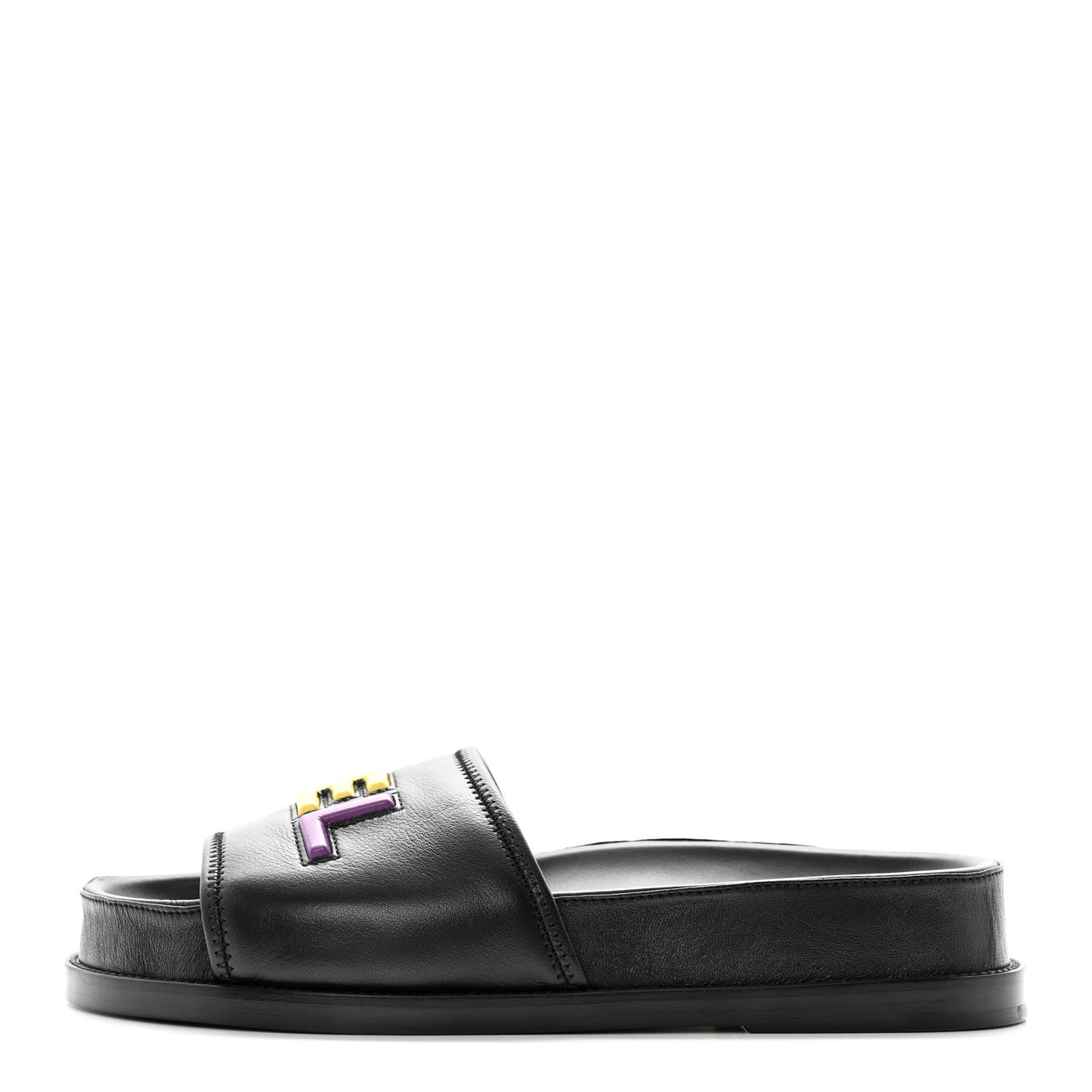 Lambskin Cha-Nel Mule Sandals 39.5 Black Multicolor