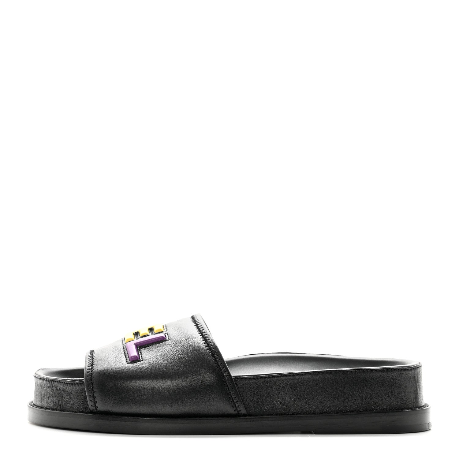 Chanel Lambskin Cha-Nel Mule Sandals 39.5 Black Multicolor 1 of 11