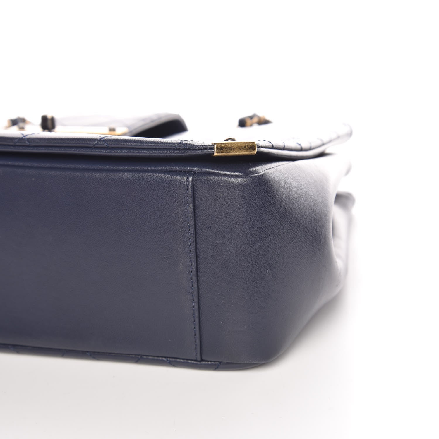 Chanel Calfskin Diamond Stitched Shoulder Bag Navy 9 of 14