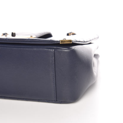 Chanel Calfskin Diamond Stitched Shoulder Bag Navy 9 of 14