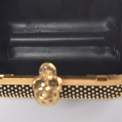 Alexander McQueen Suede Studded Skull Box Clutch Black 5 of 9