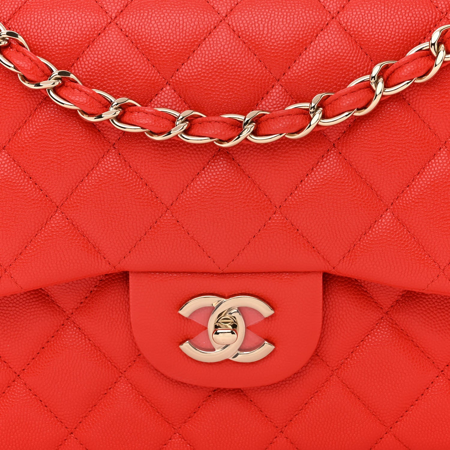 Chanel Caviar Quilted Jumbo Double Flap Red 8 of 10