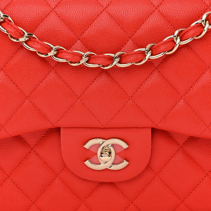 Chanel Caviar Quilted Jumbo Double Flap Red 8 of 10