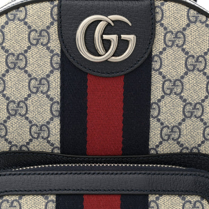 Gucci GG Supreme Monogram Textured Dollar Calfskin Web Small Ophidia Day Backpack Beige Blue Black 8 of 11