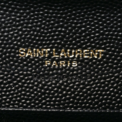 Saint Laurent Grain De Poudre Matelasse Chevron Small Monogram Envelope Wallet Black 6 of 9