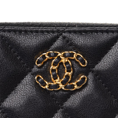 Chanel Goatskin Quilted Chanel 19 Zip Around Coin Purse Wallet Black 8 of 8