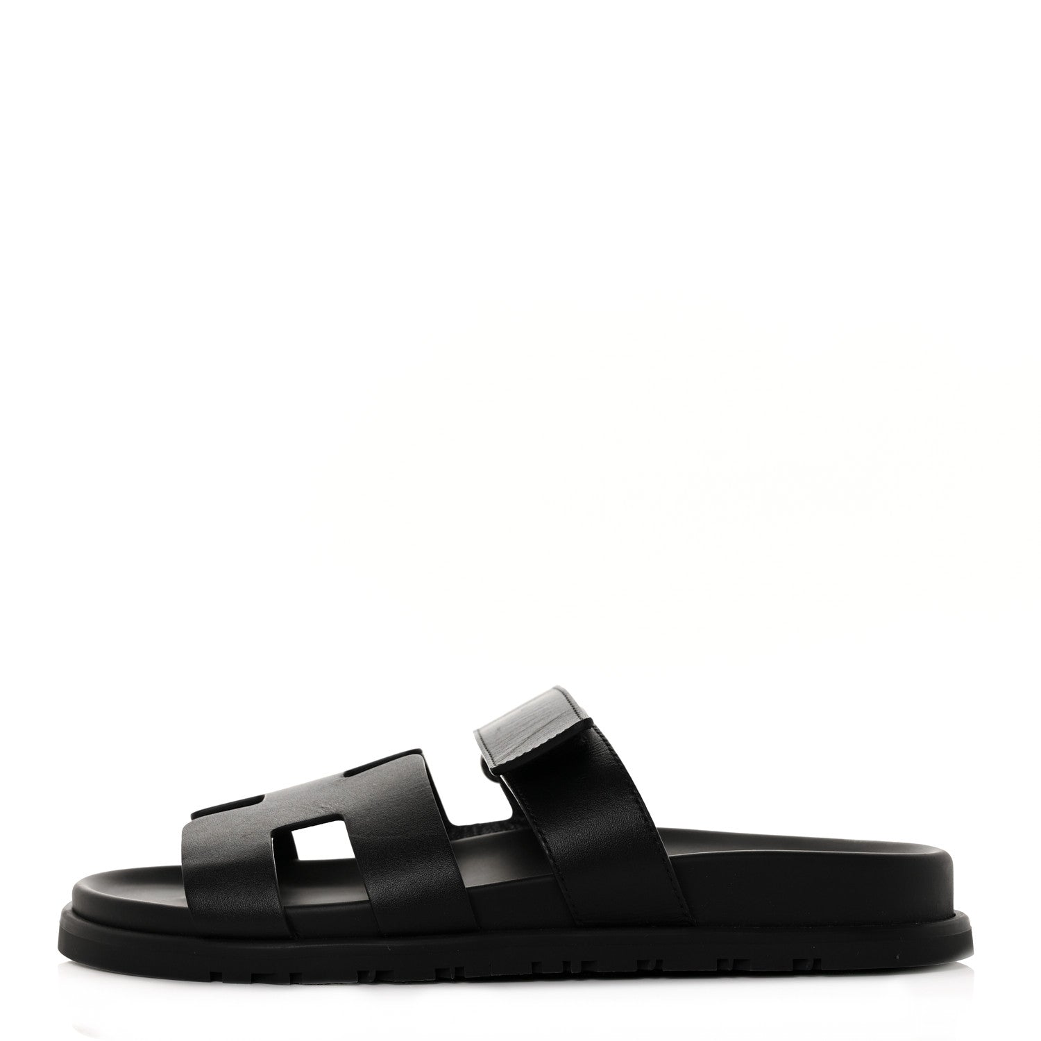 Hermes Calfskin Womens Chypre Sandals 38 Black 1 of 7