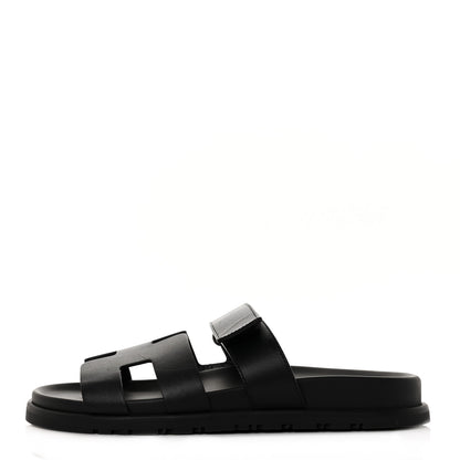 Hermes Calfskin Womens Chypre Sandals 38 Black 1 of 7