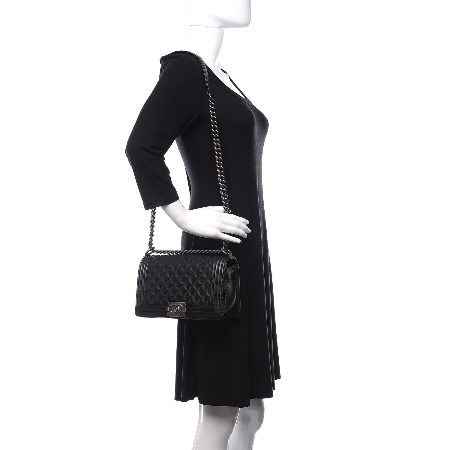 Chanel Caviar Quilted Medium Boy Flap Black 2 of 11