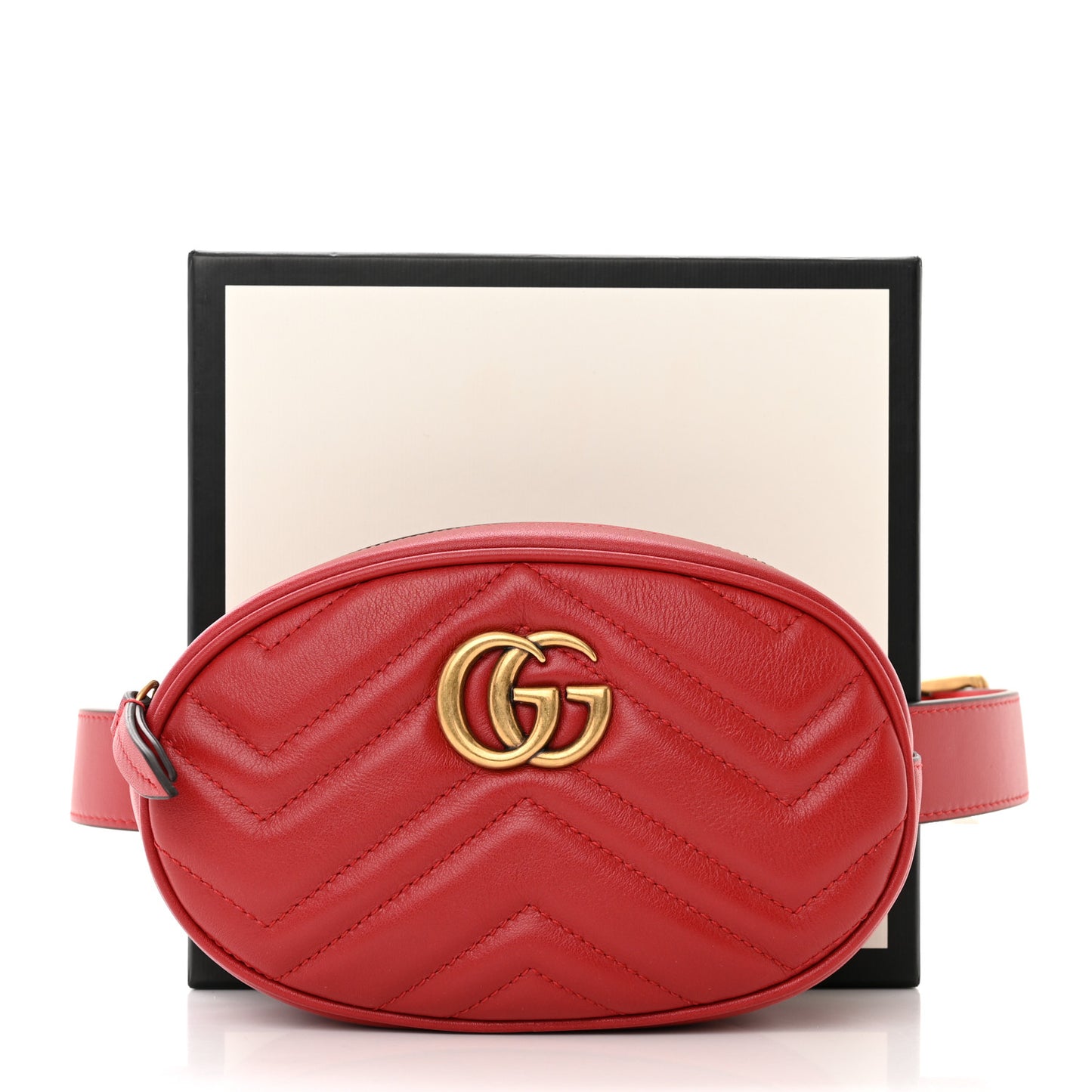 Calfskin Matelasse GG Marmont Belt Bag 85 34 Hibiscus Red
