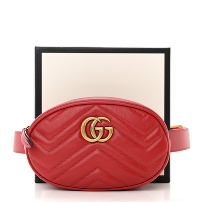 Gucci Calfskin Matelasse GG Marmont Belt Bag 85 34 Hibiscus Red 12 of 12
