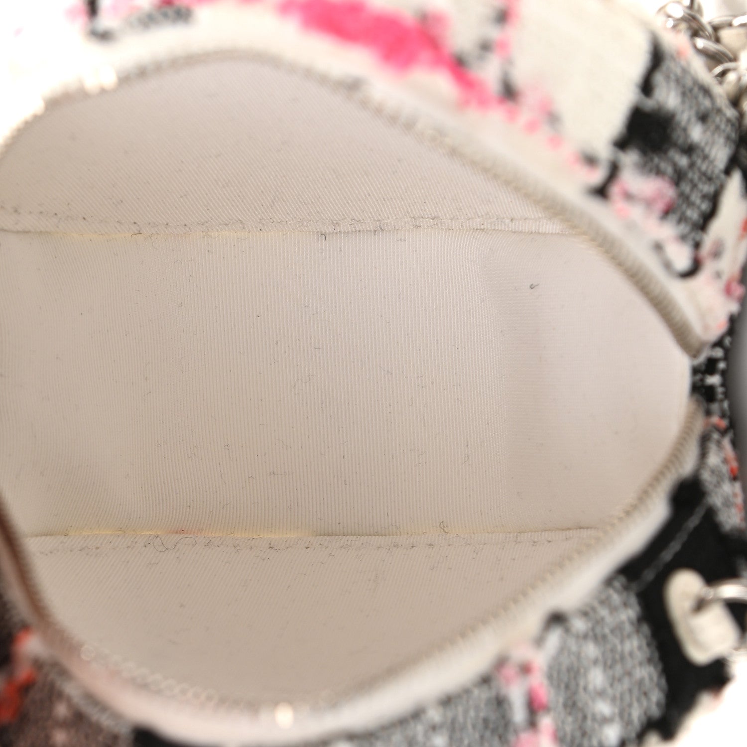 Chanel Tweed Quilted Round Clutch With Chain Black White Multicolor 4 of 10