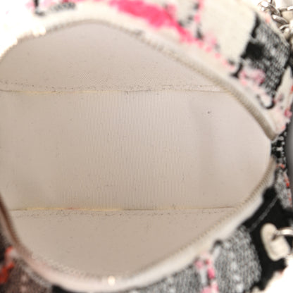 Chanel Tweed Quilted Round Clutch With Chain Black White Multicolor 4 of 10