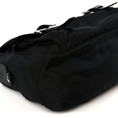 Prada Re-Nylon Vela Saffiano Pocket Double Buckle Messenger Shoulder Bag Black 9 of 10