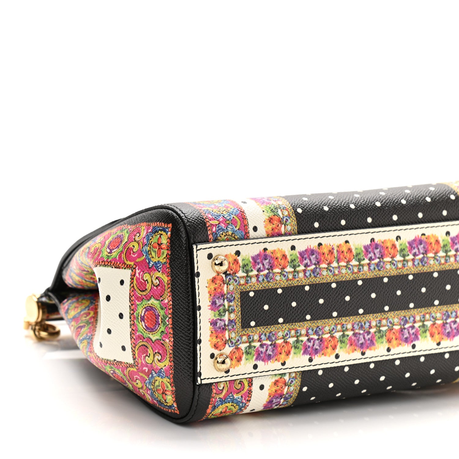 Dolce & Gabbana Dauphine Fan Foulard Medium Miss Sicily Satchel Black Multicolor 9 of 16