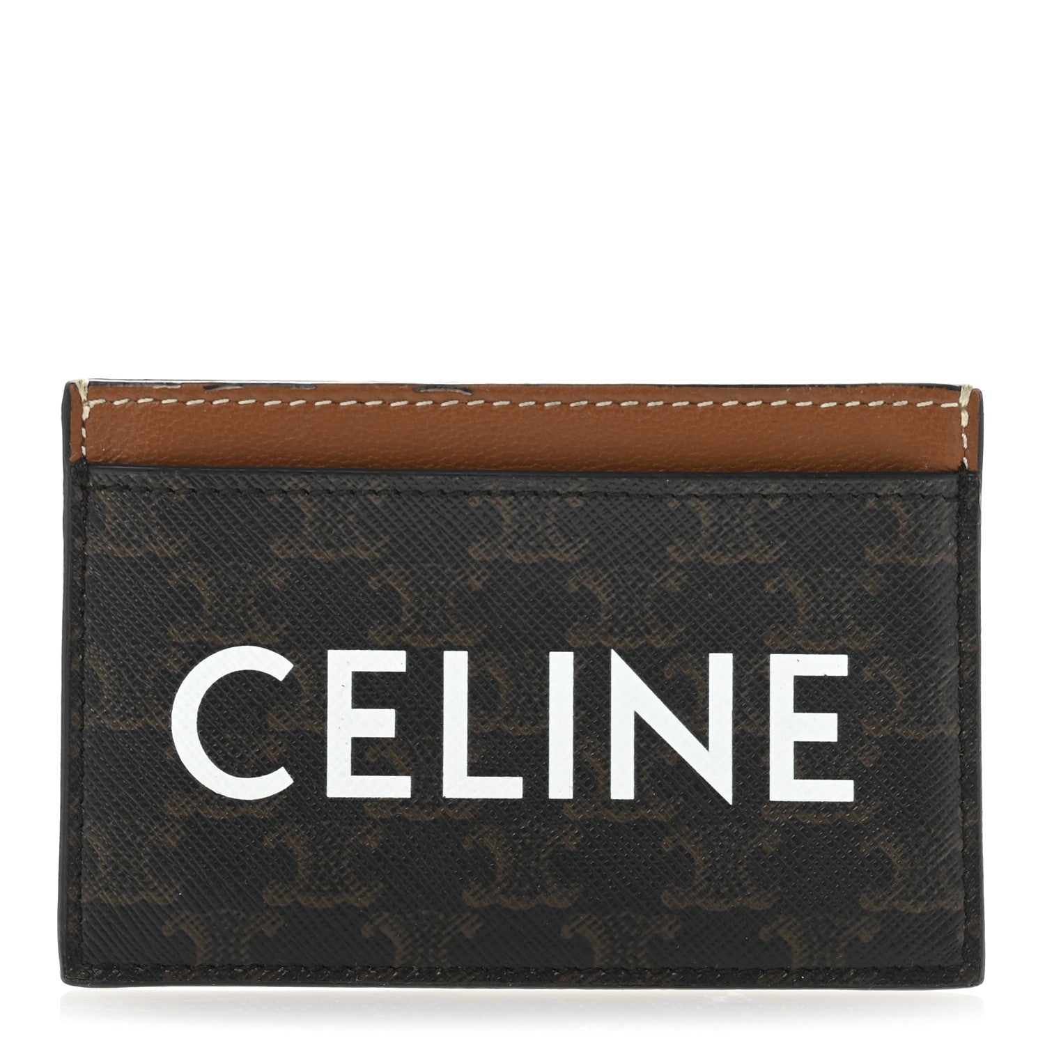Celine Triomphe Canvas Card Holder Tan 1 of 10