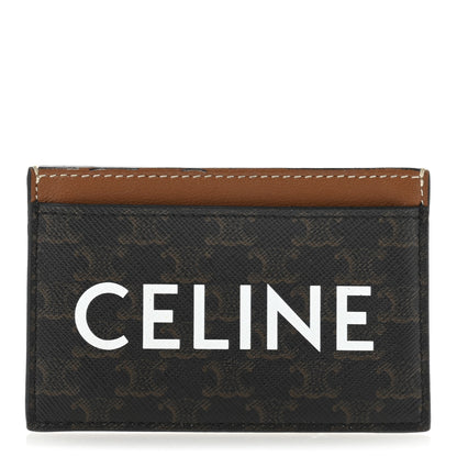 Celine Triomphe Canvas Card Holder Tan 1 of 10