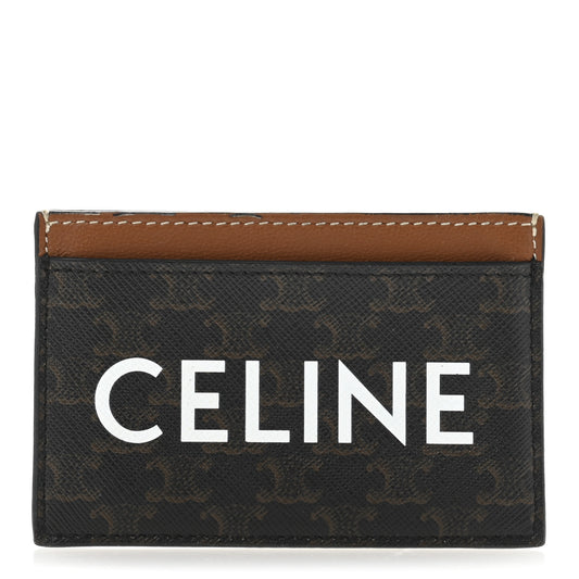 Triomphe Canvas Card Holder Tan