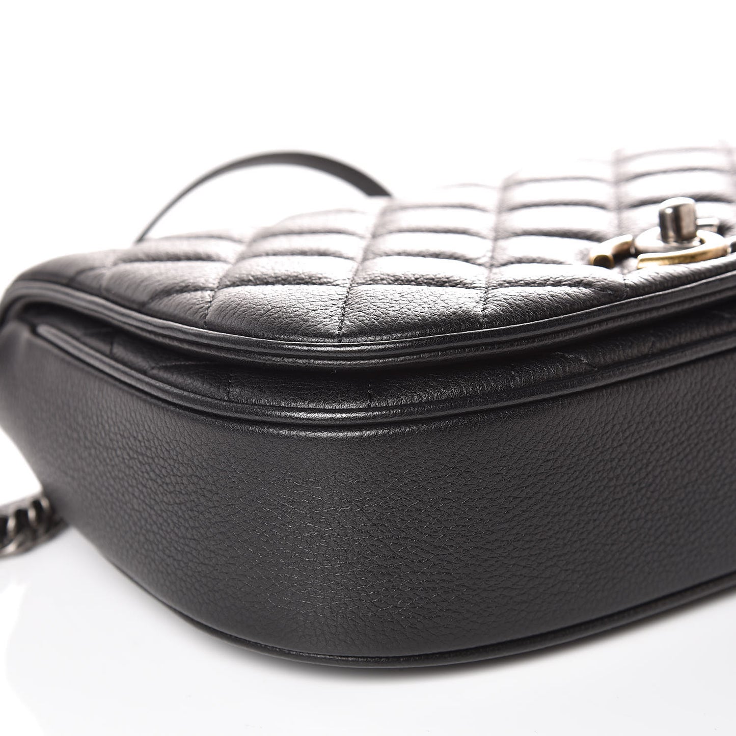 Calfskin Quilted Small Casual Pocket Messenger Flap Black