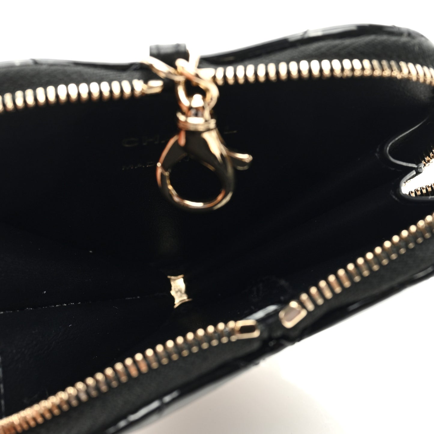 Patent Quilted Heart Zipped Coin Purse Black