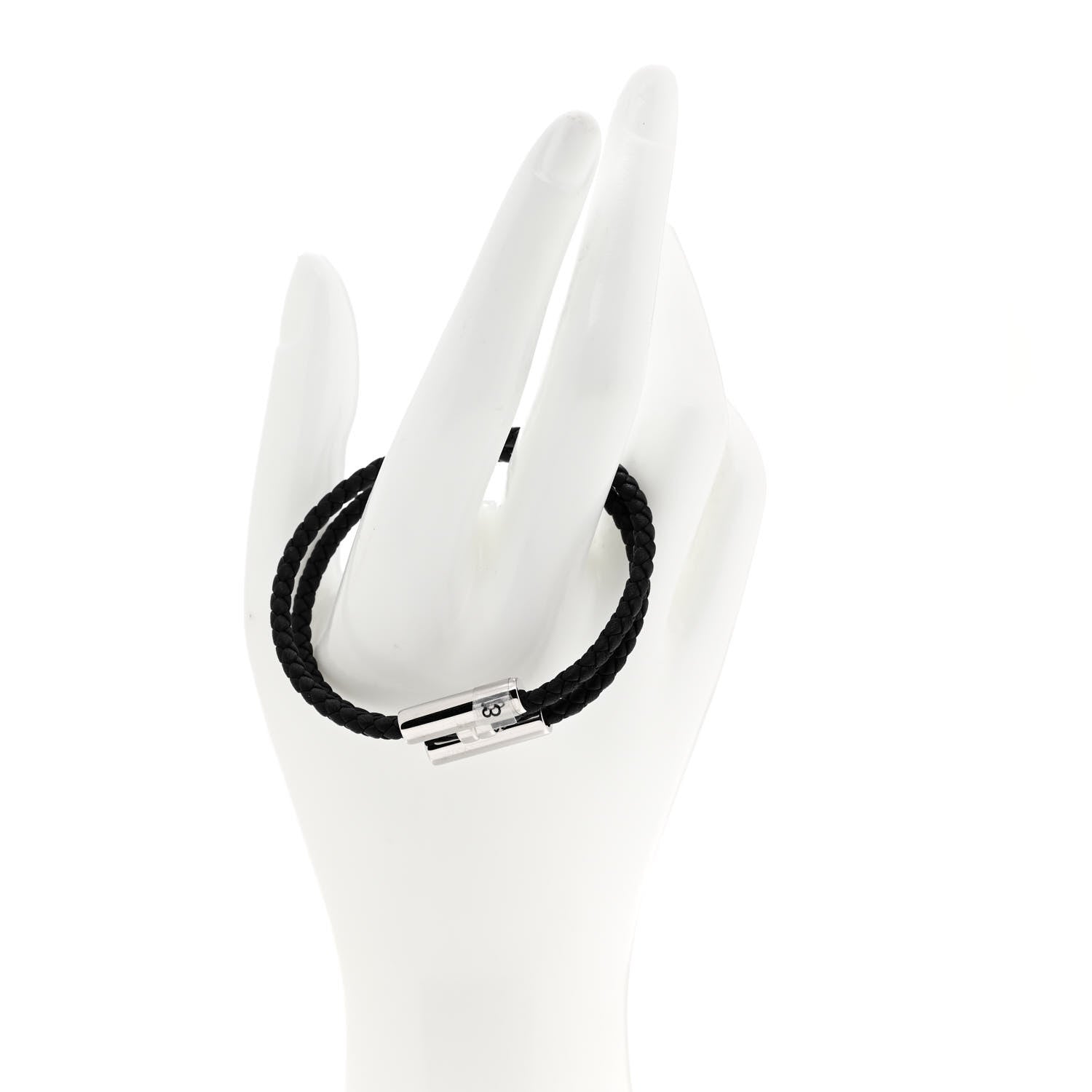 Hermes Swift Double Wrap Cord Tournis Tresse Bracelet T3 Black 2 of 6