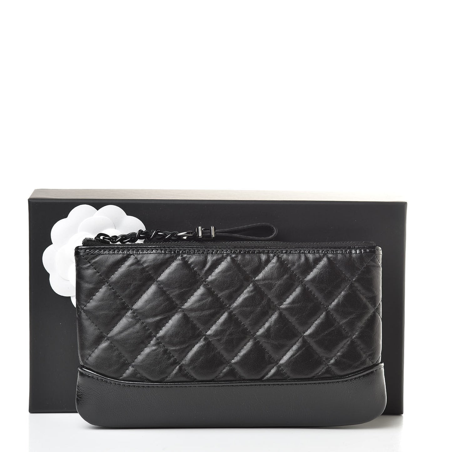 Aged Calfskin Quilted Small Gabrielle Pouch So Black