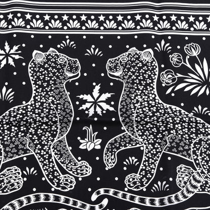 Hermes Silk Les Leopards Bandana Scarf 55 Black White 2 of 4
