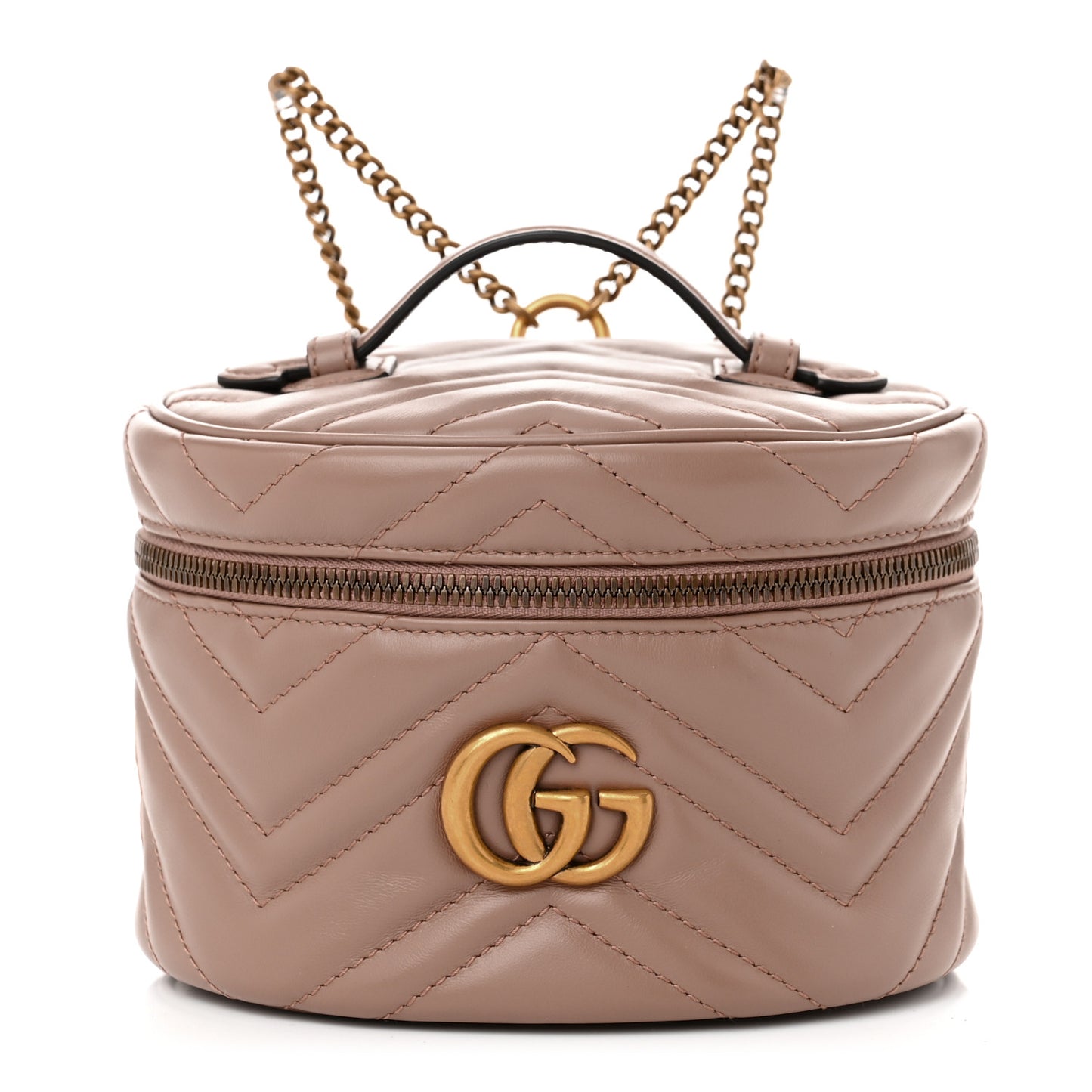 Calfskin Matelasse Mini GG Marmont Round Backpack Porcelain Rose