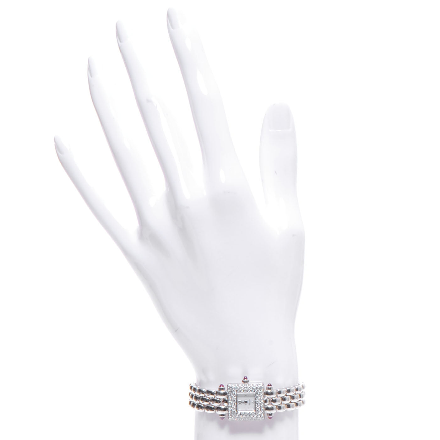 18K White Gold Diamond Pave Bezel 17mm Happy Diamonds Quartz Watch