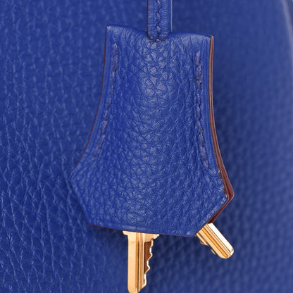 Hermes Togo Horseshoe Kelly Retourne 32 Bleu Electrique Rouge H 37 of 40
