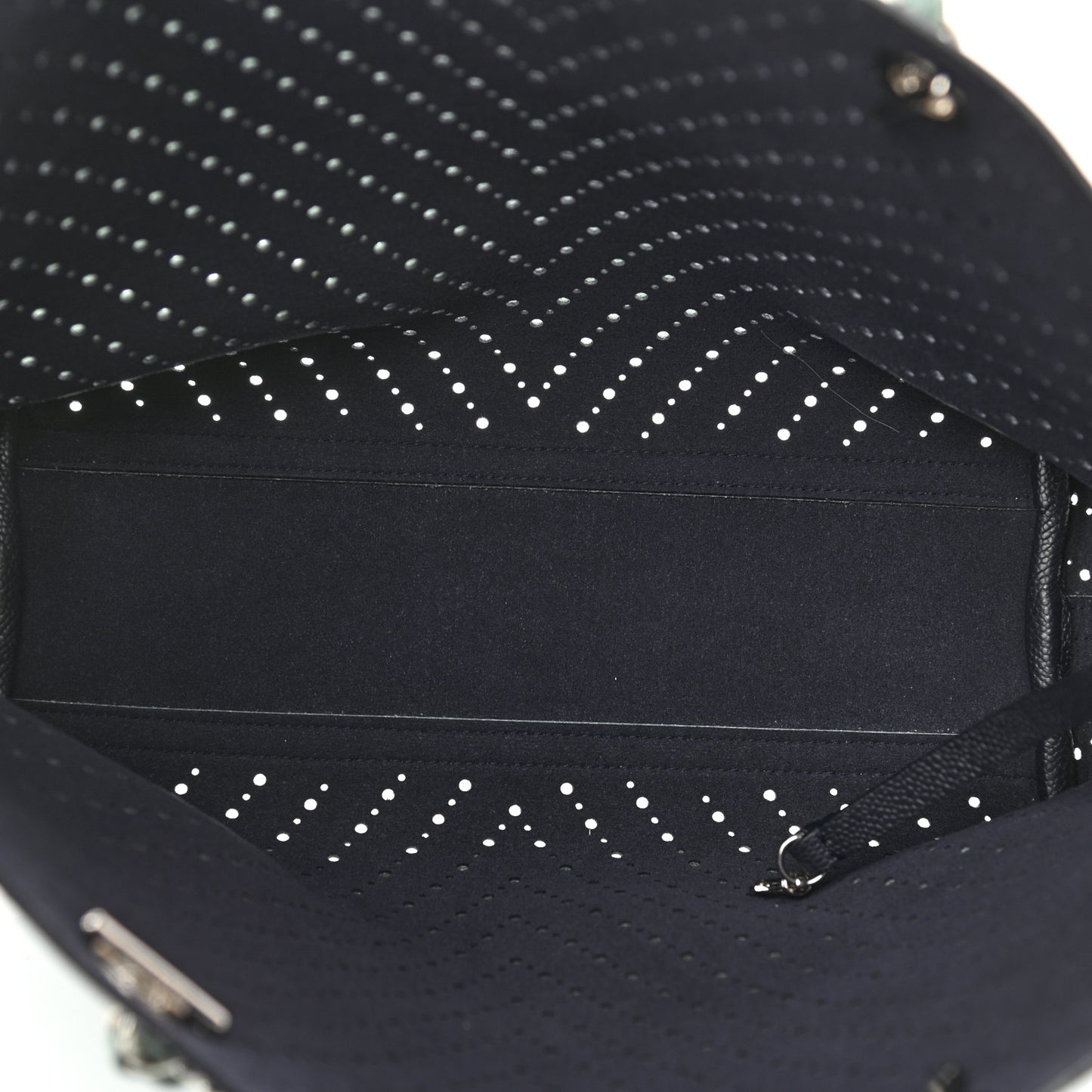 Perforated Grained Calfskin Small Shopping Tote Green