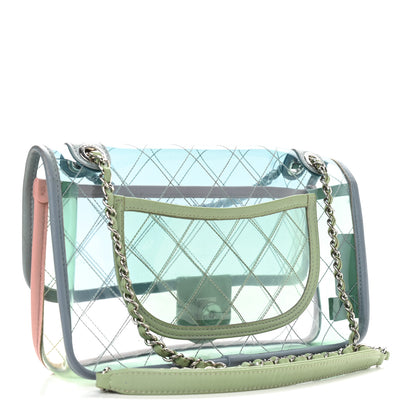 Chanel Lambskin PVC Quilted Medium Coco Splash Flap Blue Green 3 of 12