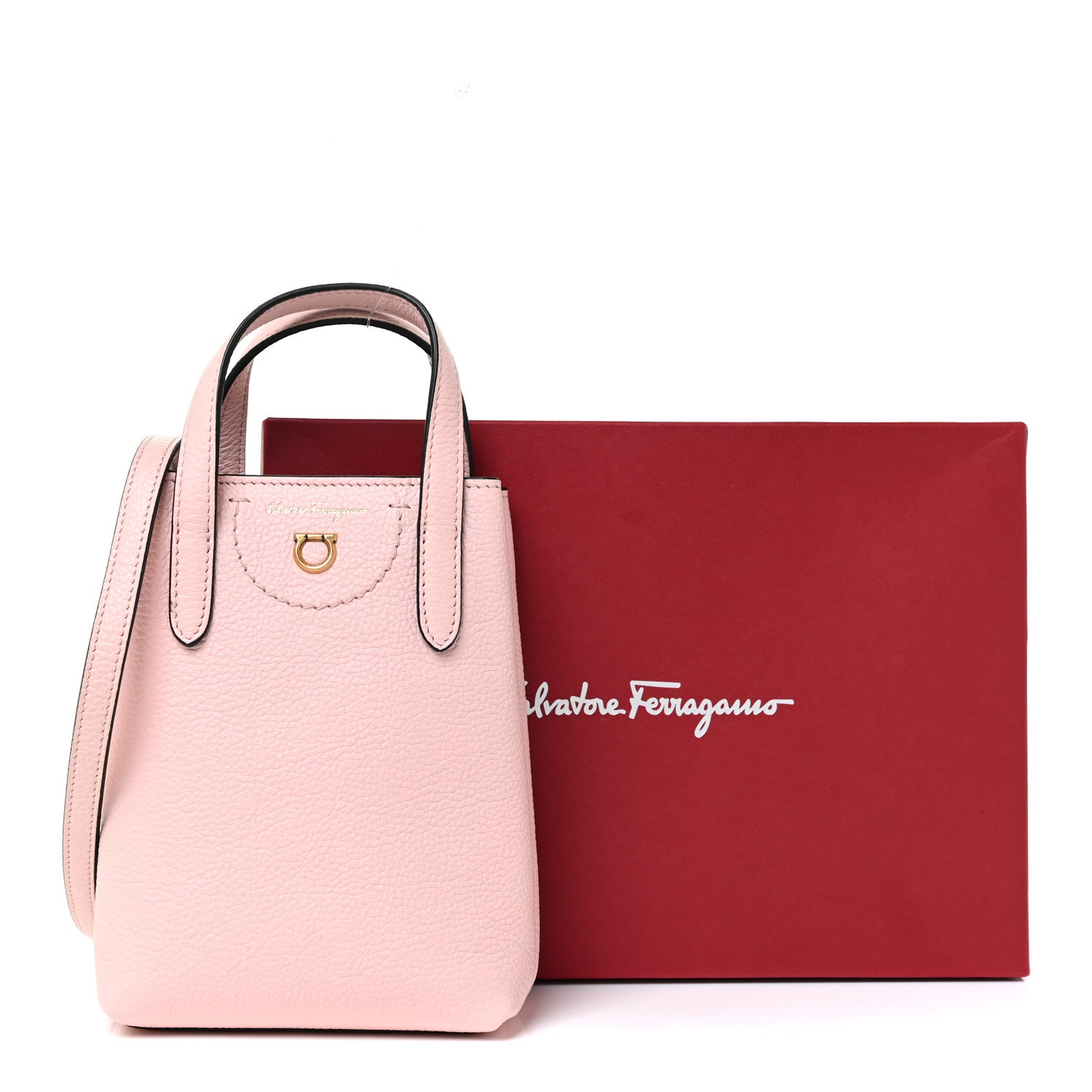 Salvatore Ferragamo Tumbled Calfskin Gancini Mini Bag Pink 10 of 10