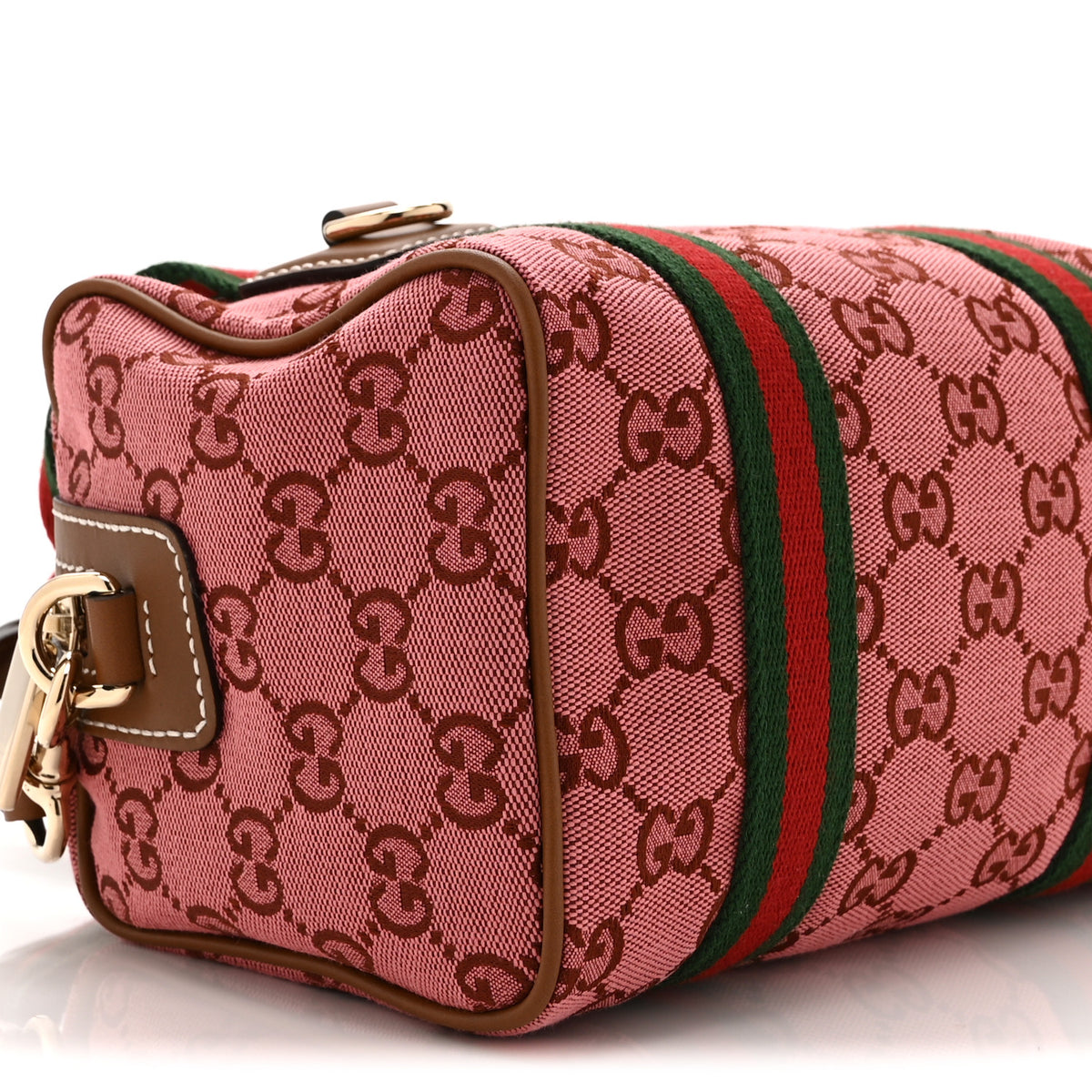 Gucci GG Supreme Web Mini GG Top Handle Bag Pink Beige 9 of 10