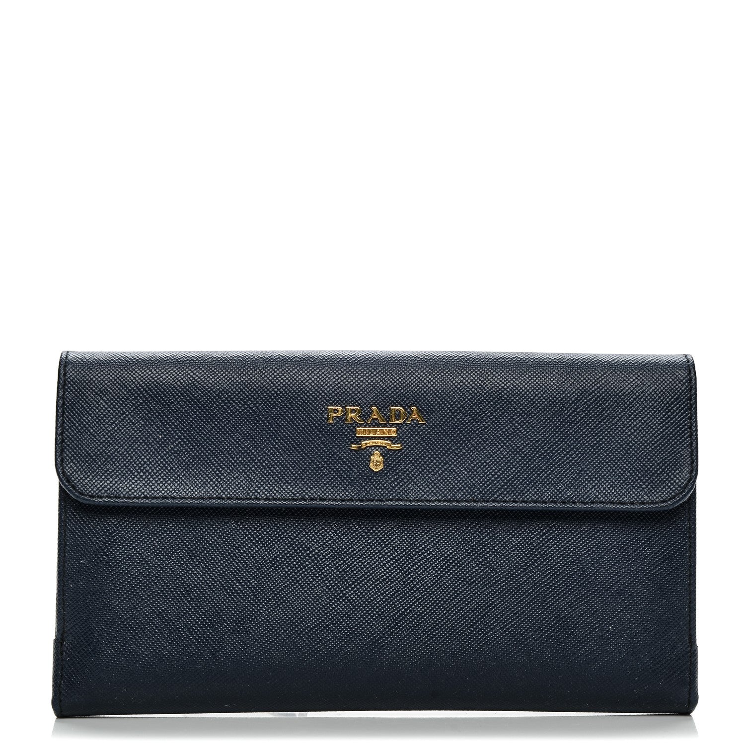 Prada Saffiano Metal Continental Flap Wallet Baltico 1 of 6