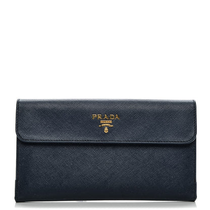 Prada Saffiano Metal Continental Flap Wallet Baltico 1 of 6