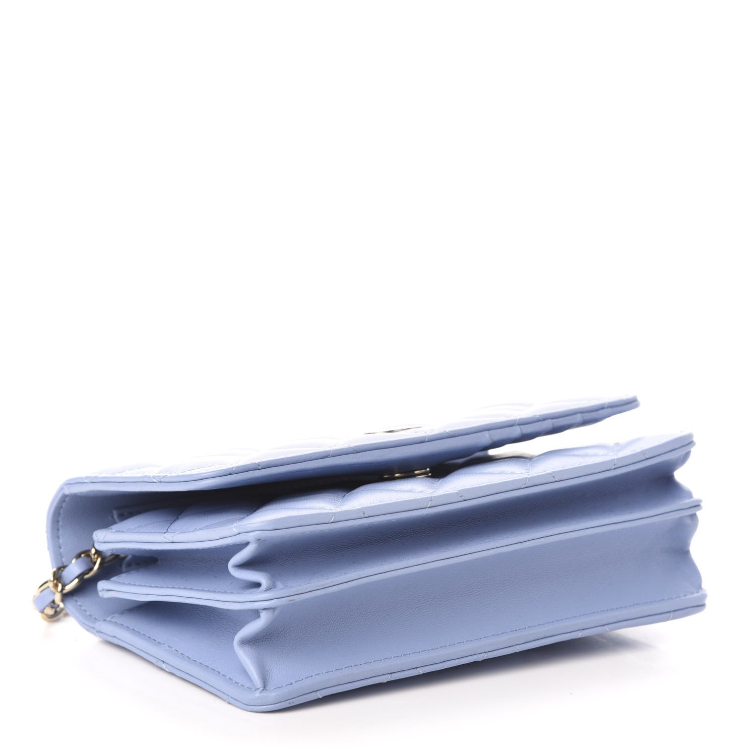 Chanel Lambskin Quilted Mini Wallet On Chain WOC Light Blue 4 of 10
