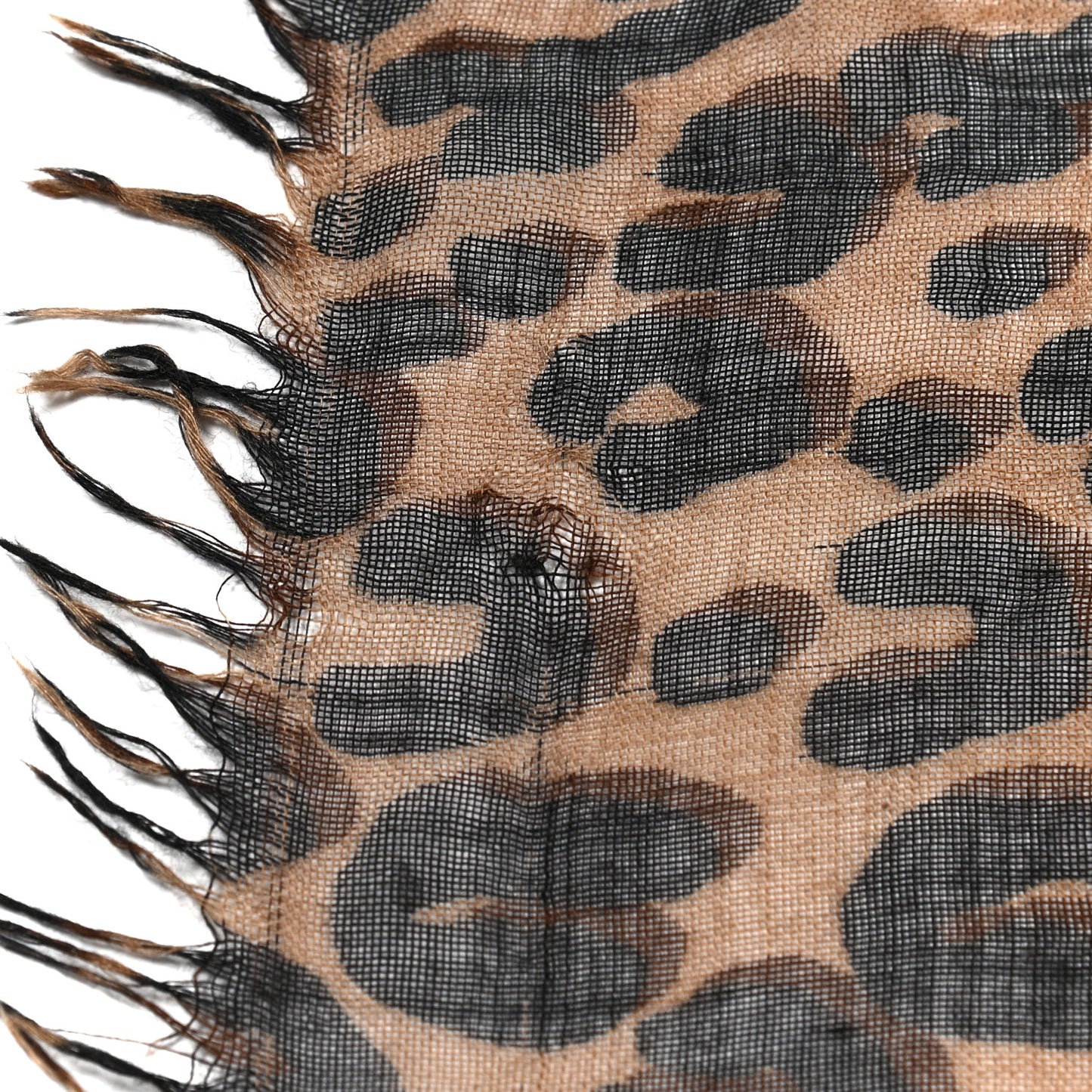 Cashmere Silk Leopard Etole Stole Marron
