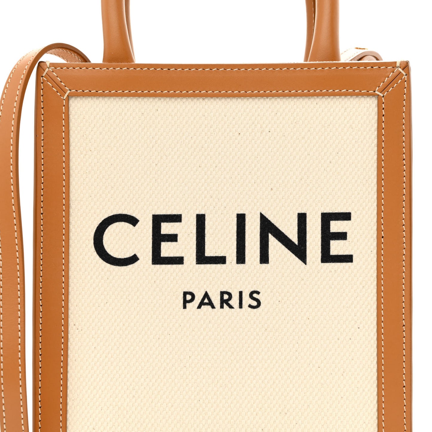 Canvas Calfskin Mini Vertical Cabas Natural Tan