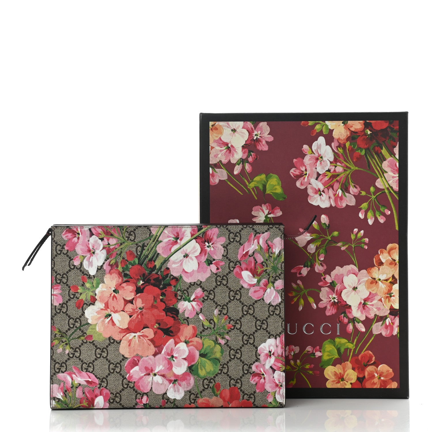 Gucci GG Supreme Monogram Blooms Large Cosmetic Case Beige Multicolor Dry Rose 8 of 8