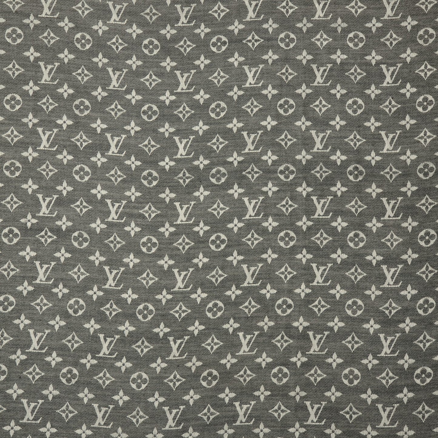 Wool Silk Monogram Denim Shawl Black