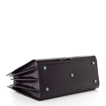 Saint Laurent Calfskin Crocodile Embossed Small Sac de Jour Prune 4 of 12
