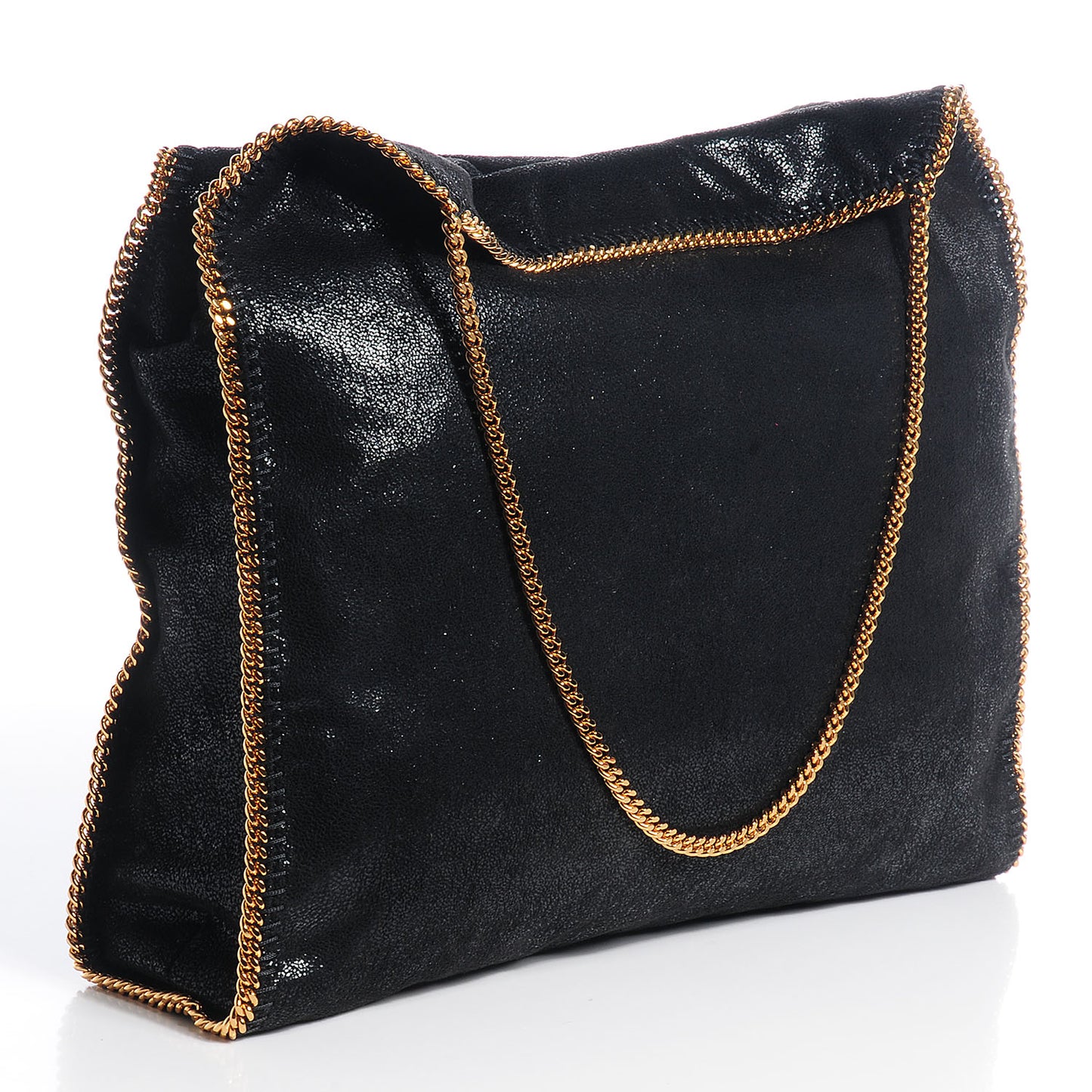 Faux Leather Shaggy Deer Big Falabella Tote Black