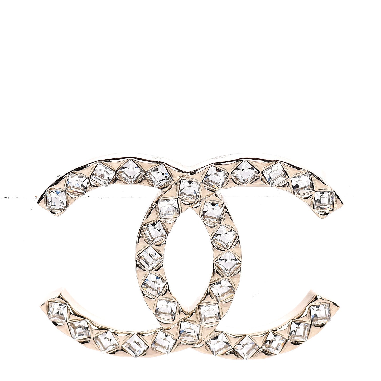 Baguette Crystal CC Brooch Gold